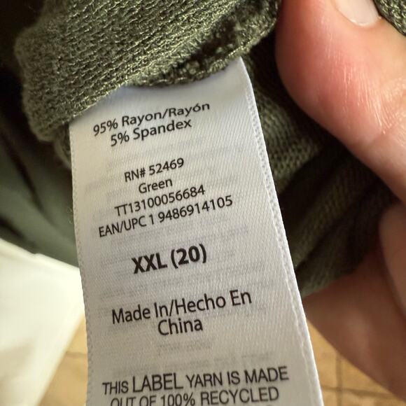 Time and Tru Womens Dress Sz XXL 20 Olive Green Tie Front Knotted Knit NEW - Picture 6 of 6